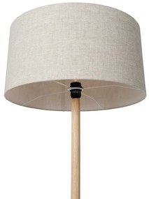 Lampă de podea rustică din lemn cu abajur maro deschis - Mels