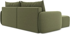 Colțar verde extensibil/cu spațiu de depozitare cu tapițerie din catifea (cu colț pe partea stângă/cu șezlong) Kalena – Makamii
