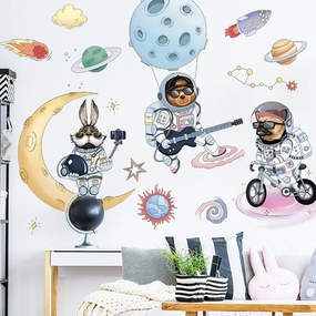 PIPPER | Autocolant de perete „Animale - Astronauți 2” 89x89cm