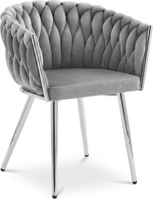 Scaun Dining Tip Fololiu Mira Catifea Gri Deschis, Picioare Crom