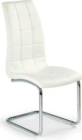 Scaun tapitat K147, alb/crom, piele ecologica/metal, 42X55X101 CM