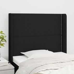 3119424 vidaXL Tăblie de pat cu aripioare, negru, 93x16x118/128 cm, textil