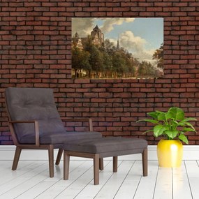 Tablou - Jan van der Heyden, View Down a Dutch Canal, reproducere (90x60 cm)