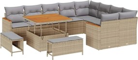 vidaXL Set de canapele pentru grădină 12 pcs Bej poliratan
