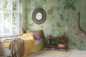 Fototapet, Giraffe's Stroll, Emerald, Rebel Walls