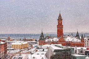 Fotografie Snowy Helsingborg Skyline, Tonygers