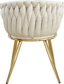 Scaun dining din catifea cu cadru metalic auriu BUC 261 crem