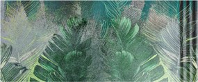 Tablou - Textura de beton cu frunze (120x50 cm)