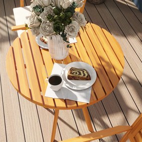 Outsunny Set Grădină din Lemn de Pin din 3 Piese, Set Exterior cu Masă Rotundă și 2 Scaune cu Perne, Ø68x78 cm, Maro