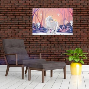 Tablou - Unicorn în pădurea fermecată (90x60 cm)