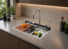 Set chiuveta multifunctionala Smart, 75x45 cm, Inox