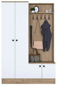 Set mobilier pentru hol alb/cu aspect de lemn de nuc Theresa – Kalune Design
