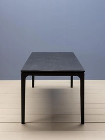 Masă de dining din lemn de mango, negru, finisaj satinat, 190×90×76 cm, „Upsilon"