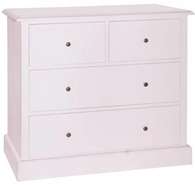 Comoda roz, din lemn de pin, cu 4 sertare, aspect vintage, Country