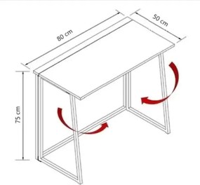 Masa  pliabil cu cadru metalic Homs  seria A660,80 x 50 x 75 cm,W007