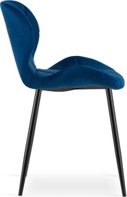 Scaun de masa MANGO VELVET cu picioare negre, albastru