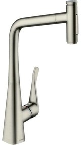 Baterie bucatarie cu dus extractibil crom periat Hansgrohe Metris M71 240 cu 2 jeturi 73822800