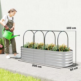 Outsunny Jardinieră Exterioară Mare cuHusă de Seră și Plasă Fund Deschis pentru Patio Terasă 200x60x103 cm Argintiu | Aosom Romania