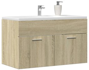 856213 vidaXL Dulap chiuvetă baie, stejar sonoma 90x38,5x46 cm lemn prelucrat