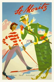 Artă imprimată Vintage Travel Poster (Ski Season / Snow), (26.7 x 40 cm)