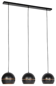 Lampă suspendată inteligentă neagră cu interior auriu, 3 lumini, incl. Wifi ST64 - Buell