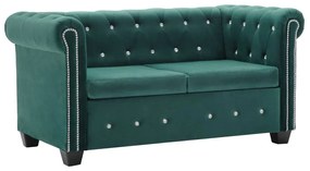 Canapea Chesterfield 2 locuri, catifea, 146x75x72 cm, verde