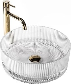Lavoar pe blat Rea Ingrid sticla securizata rotund 36 cm transparent lucios