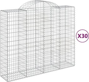 vidaXL Coșuri gabion arcuite 30 buc, 200x50x160/180cm, fier galvanizat