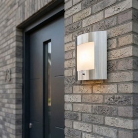 Lampă de perete exterioară din oțel IP44 cu senzor de amurg - Emmerald