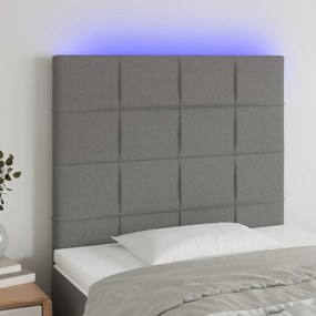 3122399 vidaXL Tăblie de pat cu LED, gri închis, 80x5x118/128 cm, textil