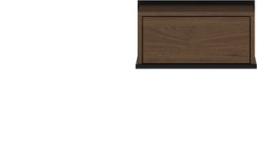 Noptieră suspendată Zenar cu sertar 50 cm - nuc elegant / negru