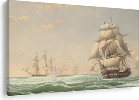 Tablou - Fitz Henry Lane, The United States Frigate President Engaging the British Squadron, reproducere (90x60 cm)