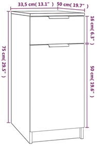 Dulap de birou, alb, 33,5x50x75 cm, lemn prelucrat Alb, 1, Alb