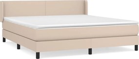 vidaXL Pat box spring cu saltea, cappuccino, 160x200cm piele ecologică