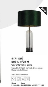 Veioza/Lampa de masa design decorativ Oxford negru, verde