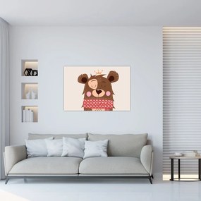 Tablou - Teddy ursuleț cu eșarfă roșie (90x60 cm)