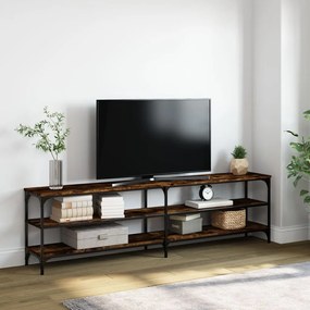 826756 vidaXL Comodă TV, stejar fumuriu, 180x30x50 cm lemn prelucrat și metal