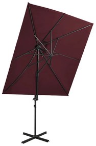 Umbrela suspendata cu invelis dublu, rosu bordo, 250x250 cm Rosu bordo