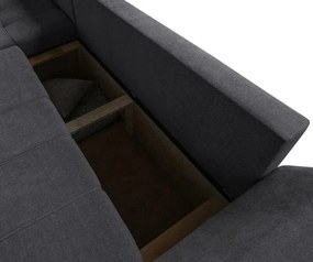 Colțar extensibil dumonde cu ladă de depozitare si sezut confortabil din spuma high-density, Loana Enjoy Grafit 270x185 cm