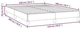 Cadru de pat, gri, 140x200 cm, piele ecologica Gri, 25 cm, 140 x 200 cm