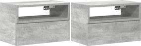 vidaXL Noptiere de perete, 2 buc., gri beton, 45x26x28,5 cm