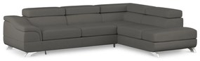 Coltar extensibil Onyx, colt pe partea dreapta cu tapiterie din piele ecologica, gri