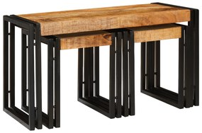 vidaXL Set de 3 Mese în Cuiburi – Lemn Solid de Mango