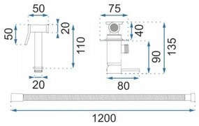 REA-B8979 - Baterie bideu LUNGO cu duș, montaj încastrat, auriu