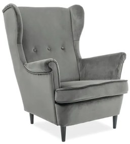 Fotoliu tapitat catifea Culoare Gri / Wenge, LORD VELVET