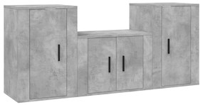 3188386 vidaXL Set dulapuri TV, 3 piese, gri beton, lemn prelucrat