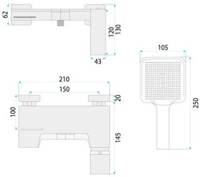 Baterie pentru cada REA Joe auriu periat