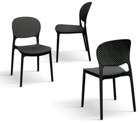 PAZZO DESIGN Set de 4 scaune Anita Negru din polipropilenă | Aosom Romania
