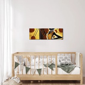 Tablou cu pictură artistică străveche (cu ceas) (90x30 cm)