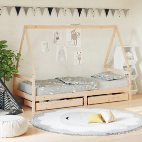 834477 vidaXL Cadru de pat pentru copii cu sertare, 90x190 cm, lemn masiv pin